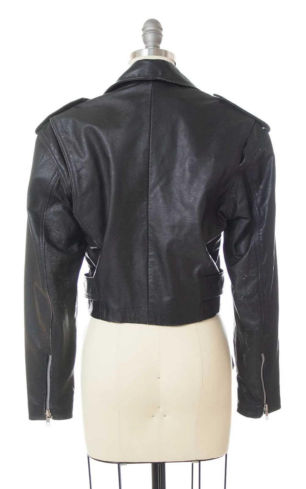 1980s Wilsons Leather Cropped Motorcycle Jacket (small)