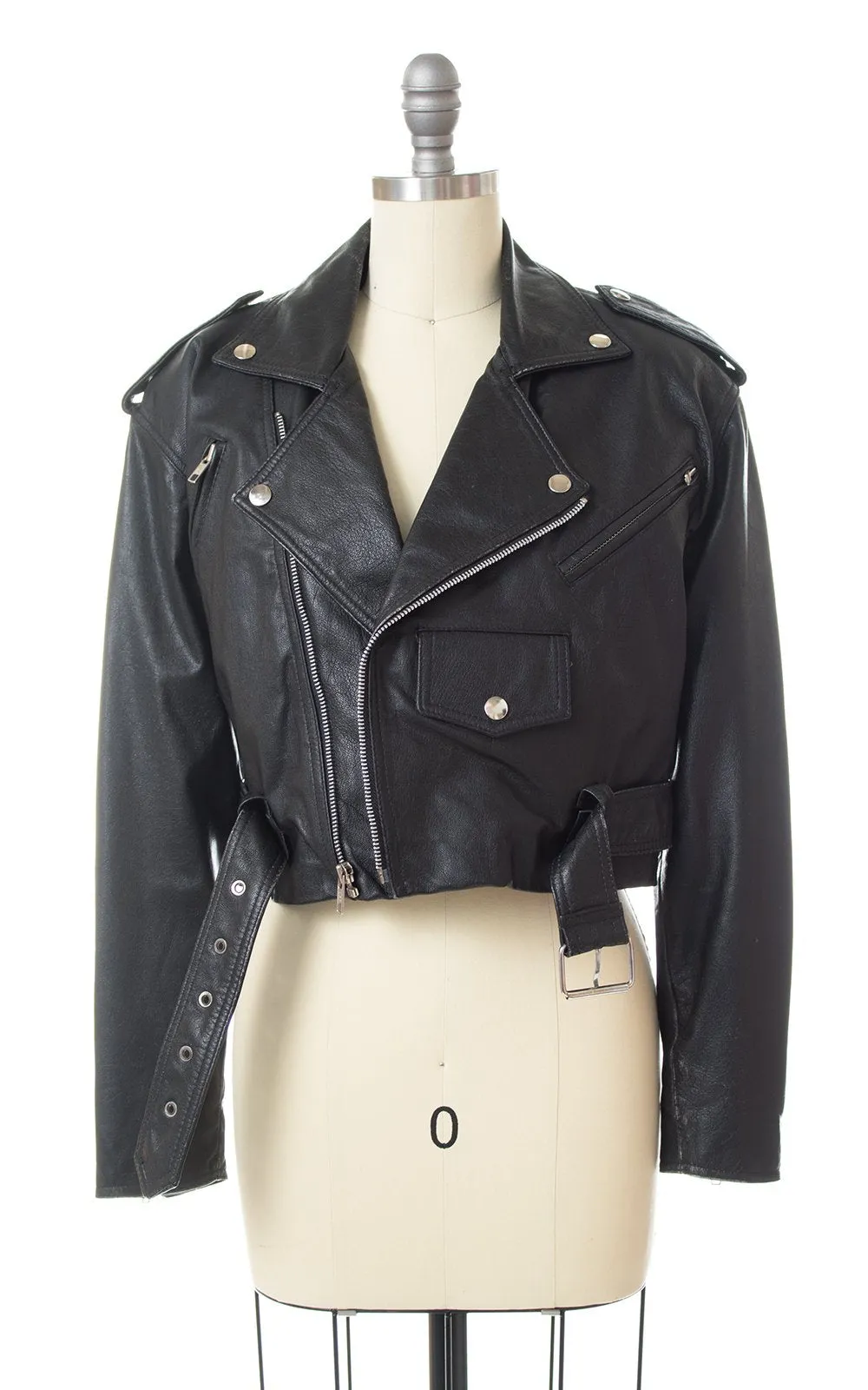 1980s Wilsons Leather Cropped Motorcycle Jacket (small)