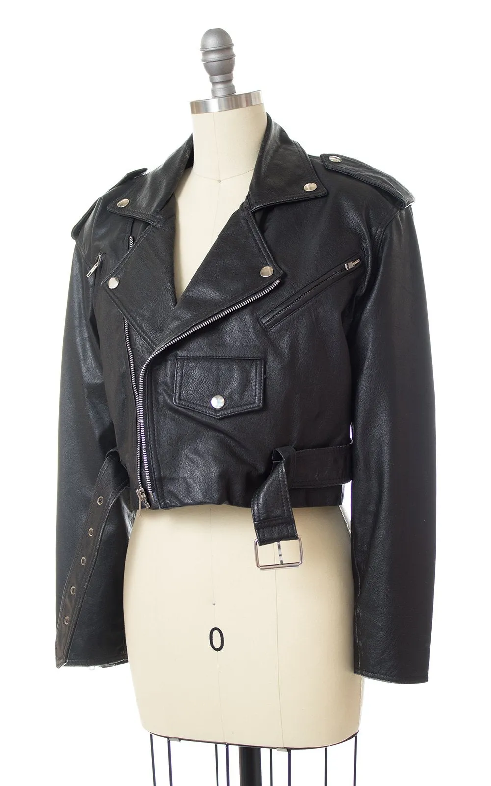 1980s Wilsons Leather Cropped Motorcycle Jacket (small)
