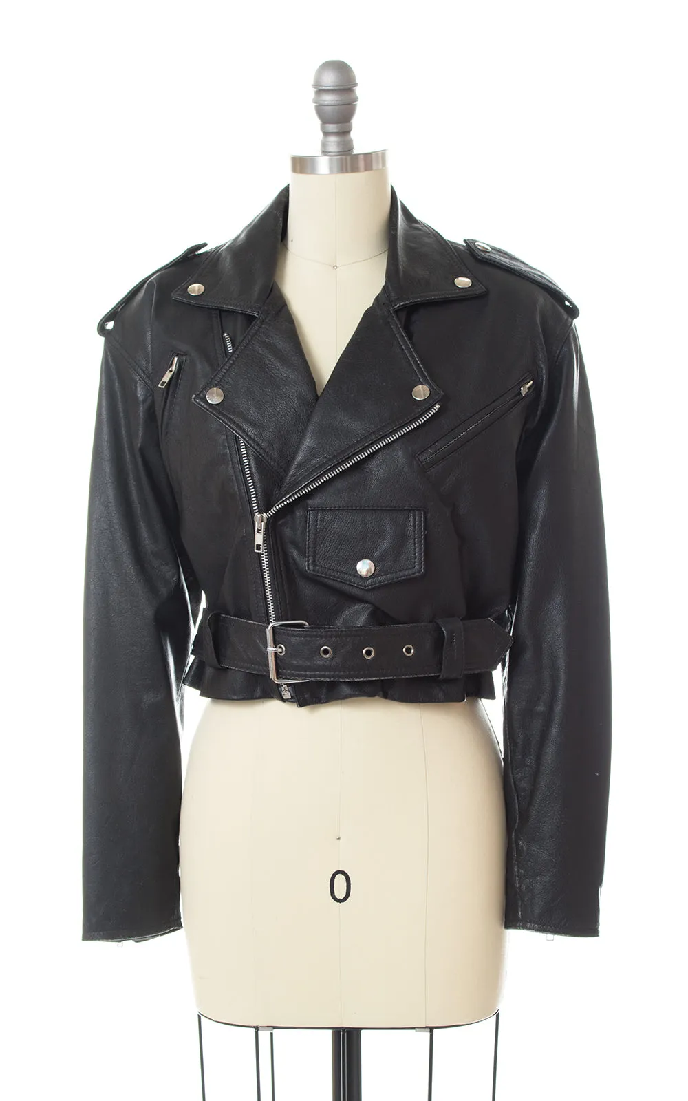 1980s Wilsons Leather Cropped Motorcycle Jacket (small)