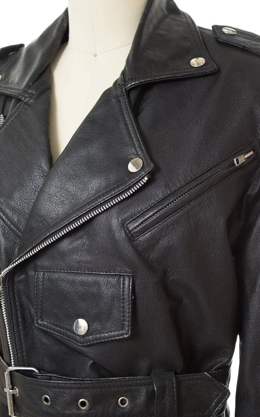 1980s Wilsons Leather Cropped Motorcycle Jacket (small)