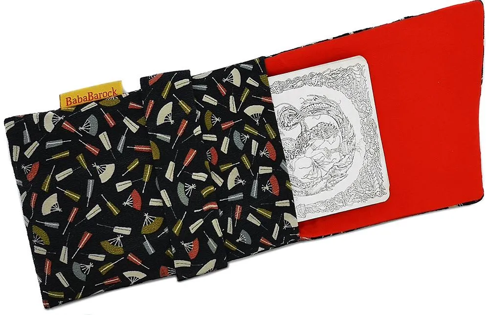 A Hundred Fans - Japanese antique silk foldover pouch