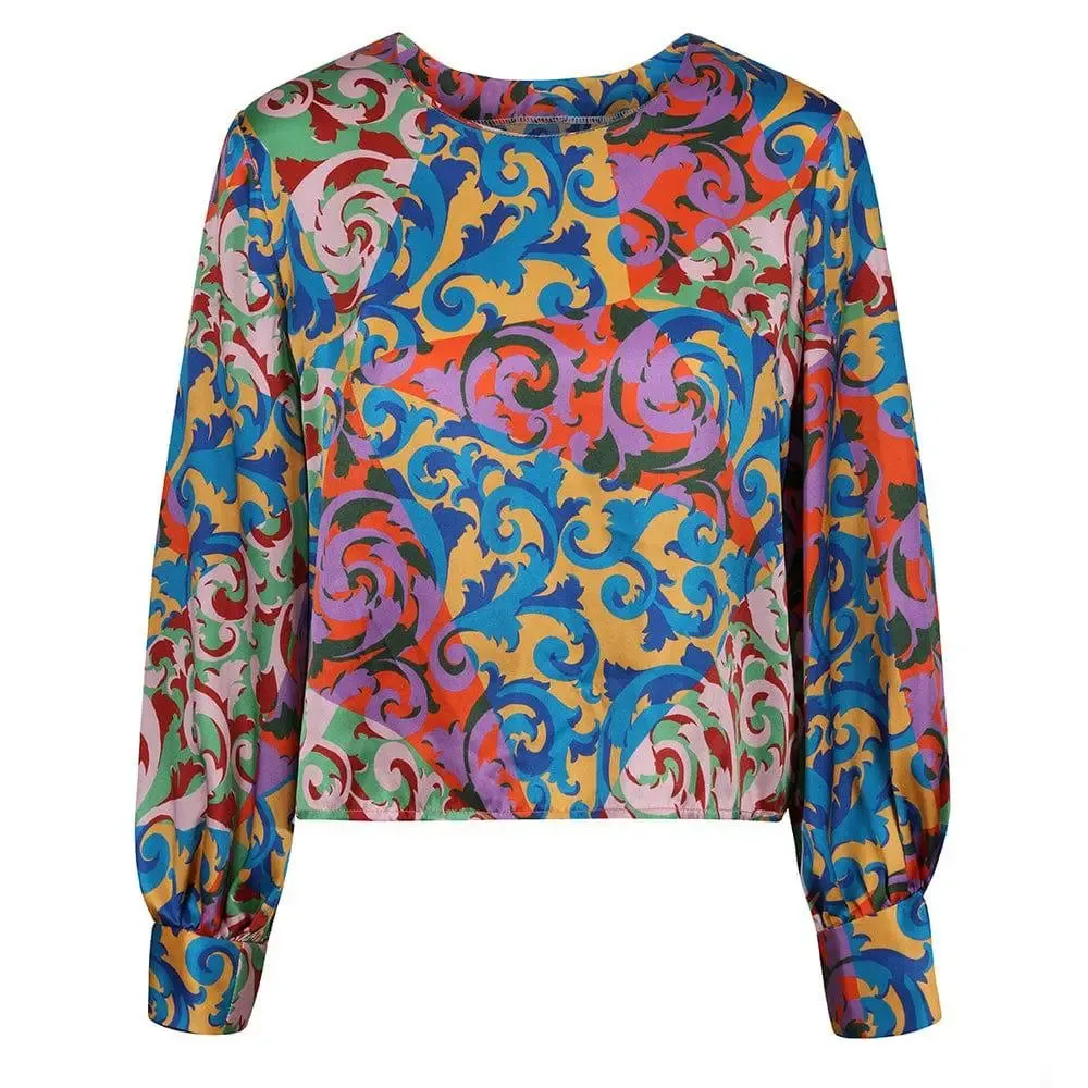 AHB Atelier Women's Liberty Silk Rococo Scrolls Balloon Sleeve Blouse