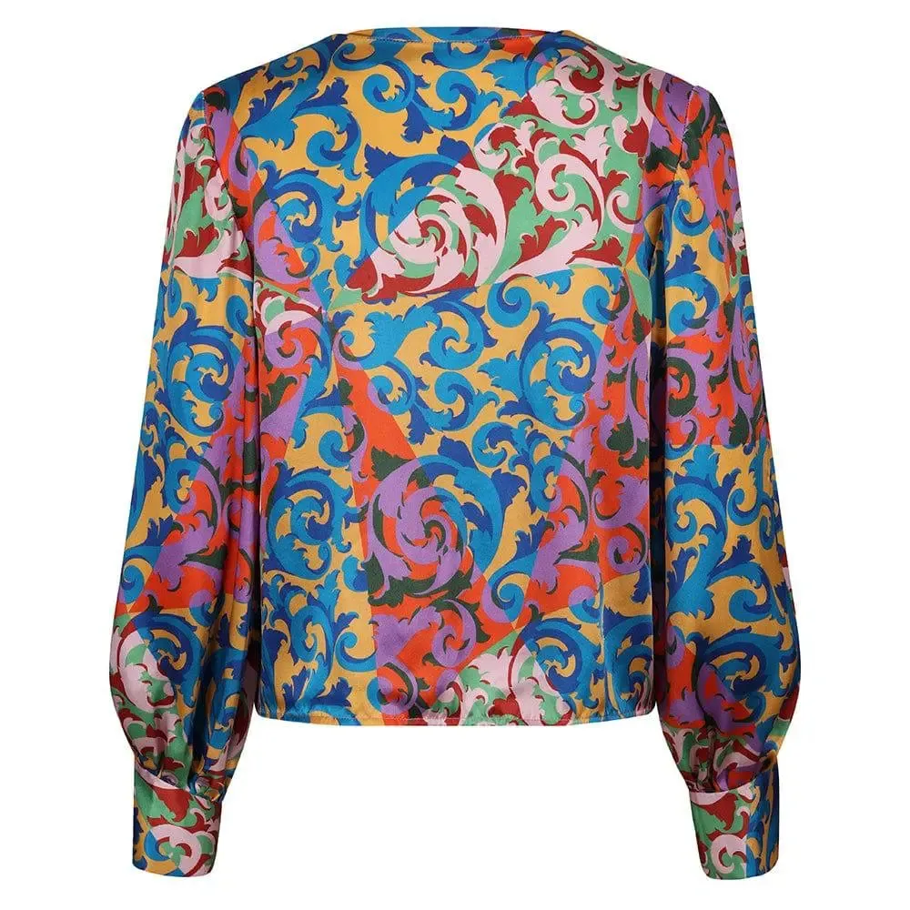AHB Atelier Women's Liberty Silk Rococo Scrolls Balloon Sleeve Blouse