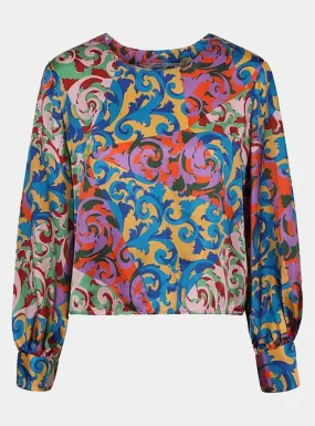 AHB Atelier Women's Liberty Silk Rococo Scrolls Balloon Sleeve Blouse