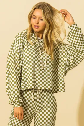 allison olive checkerboard hoodie