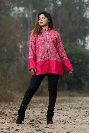 Attractive Pink Colour Jamawar Woven Jacket With Beautiful Designer Pattern Defines Sophistication.
