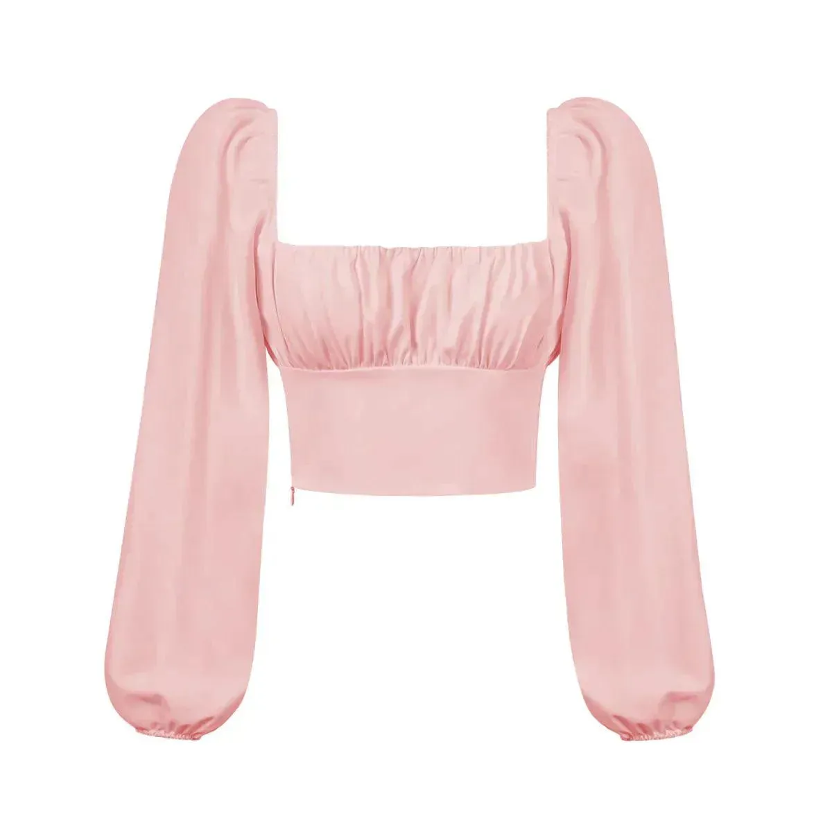 Ballon Sleeve Square Neck Crop Top