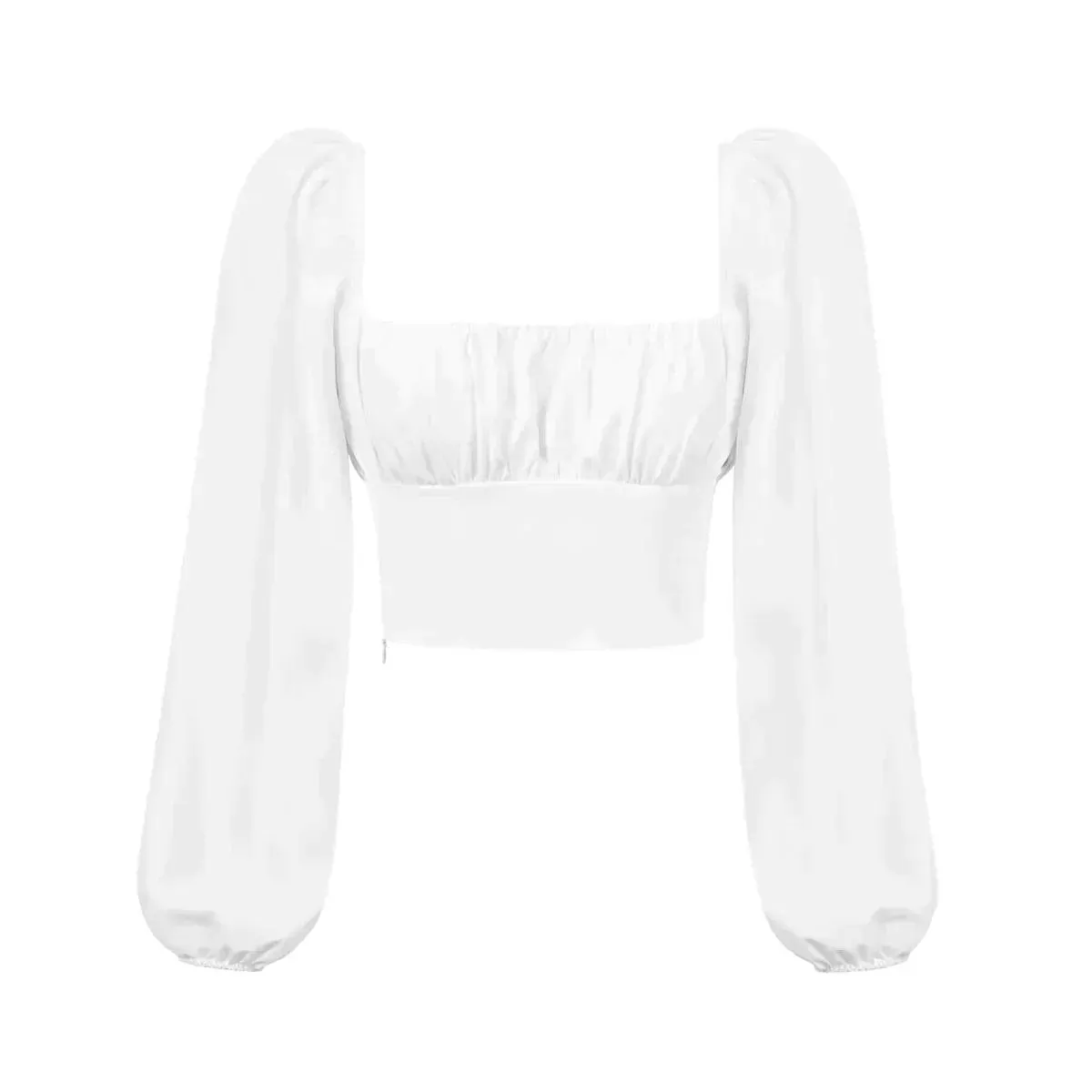 Ballon Sleeve Square Neck Crop Top