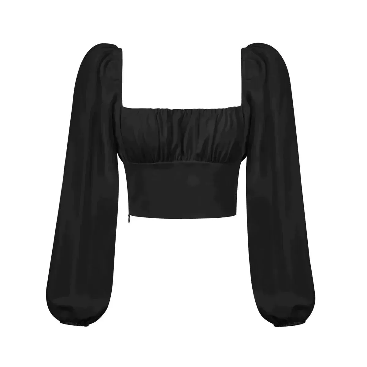 Ballon Sleeve Square Neck Crop Top