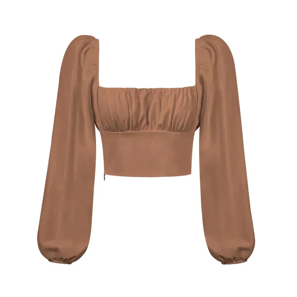Ballon Sleeve Square Neck Crop Top