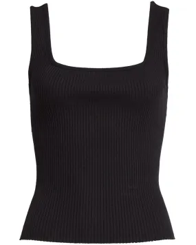 Black Ribbed Square Neck Tank