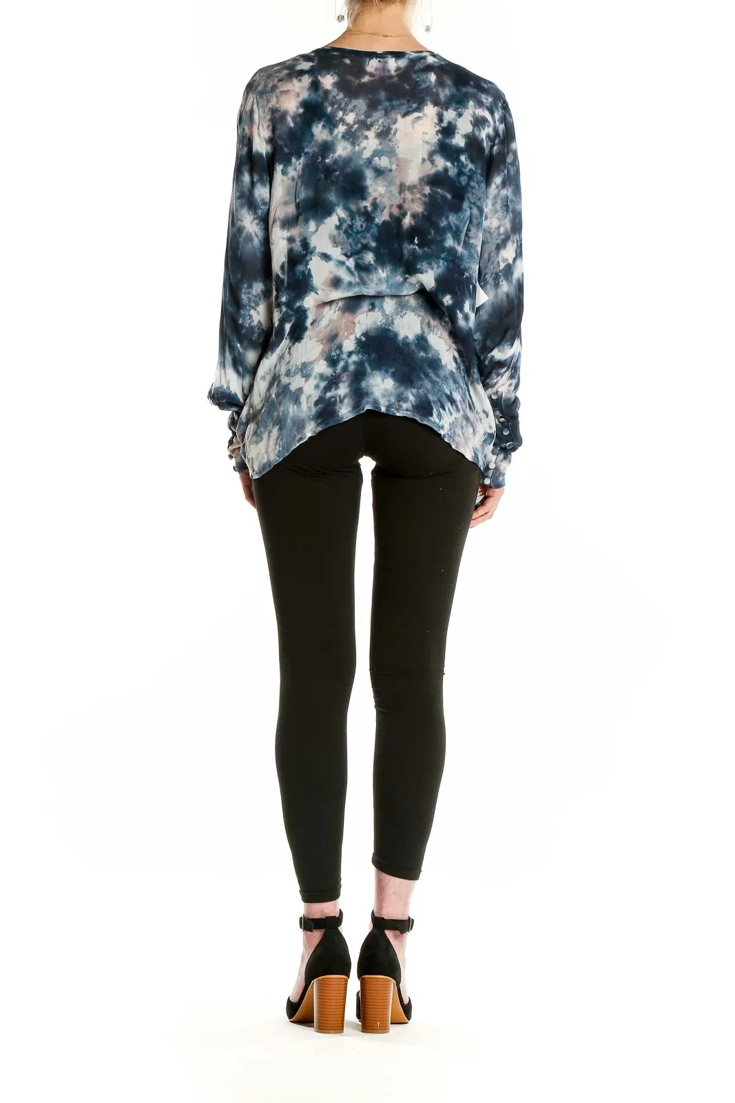 Blue Tie-Dye Wrap Blouse