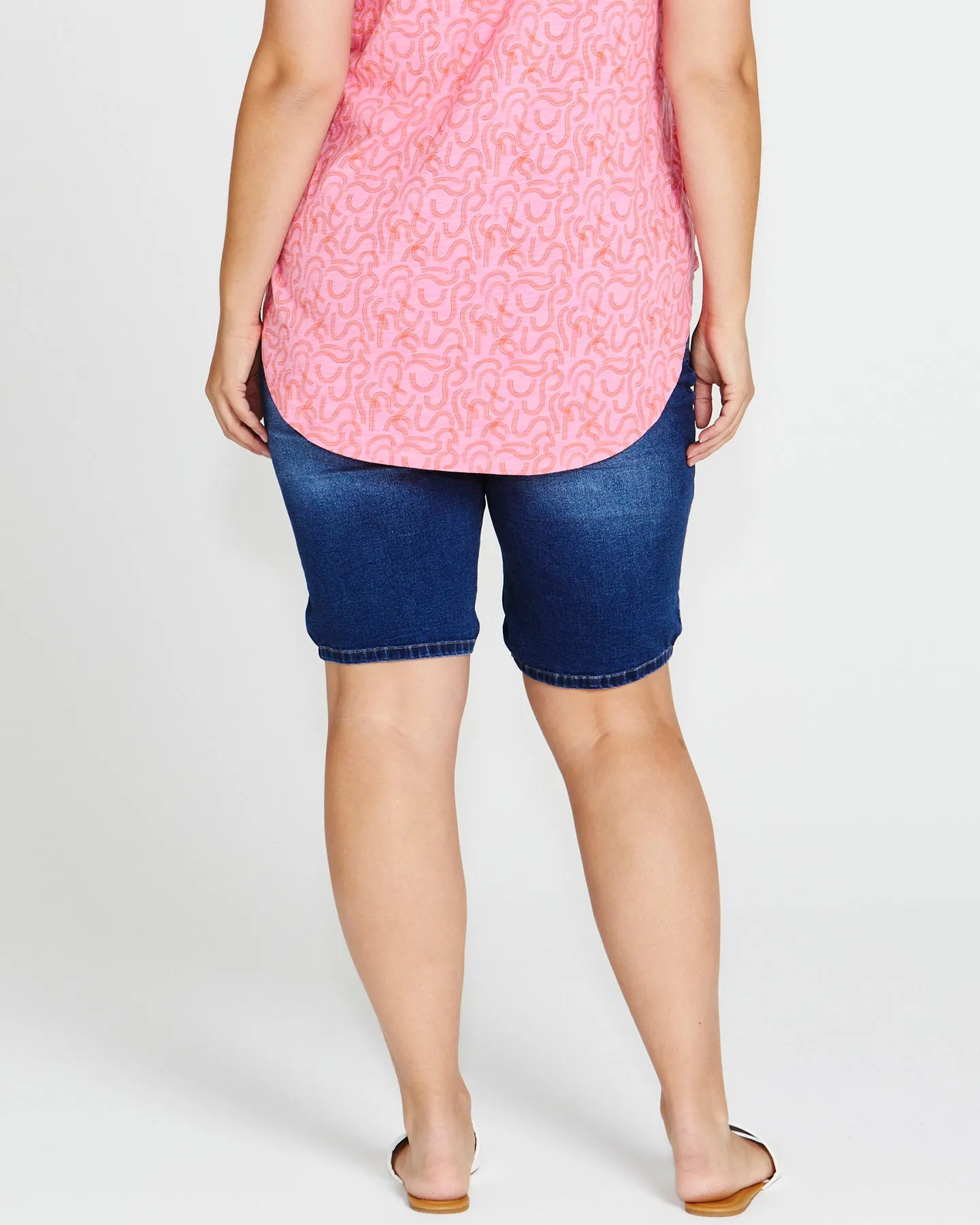 Bonnie Bermuda Denim Longer Length Shorts - Indigo Blue Mix