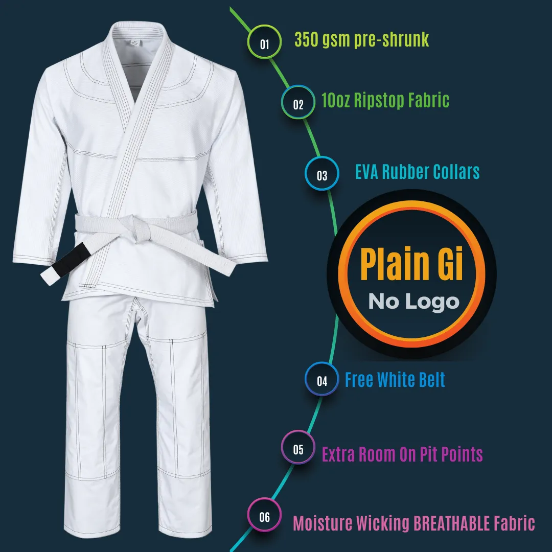 Brazilian Jiu Jitsu Gi for Men and Women, Lightweight and Preshrunk With a Free White Belt for Grappling Uniform Kimonos