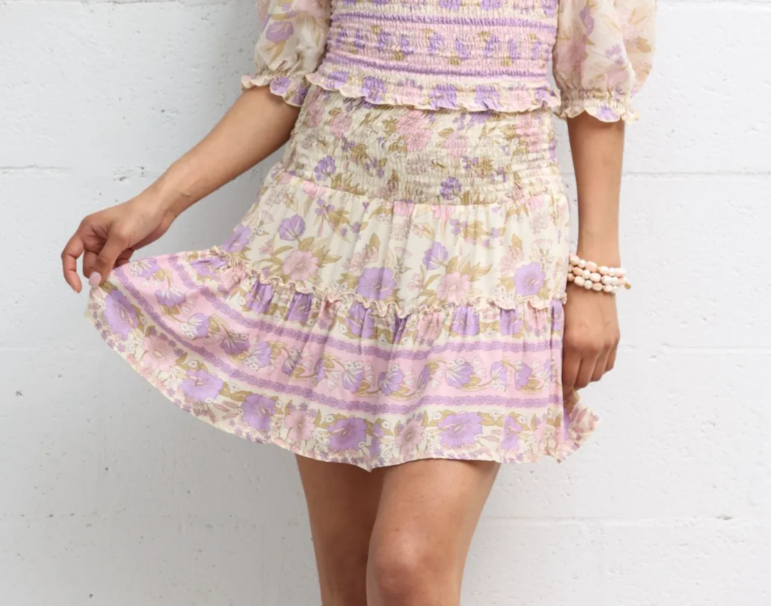 Calypso Mini Skirt In Lilac Sands