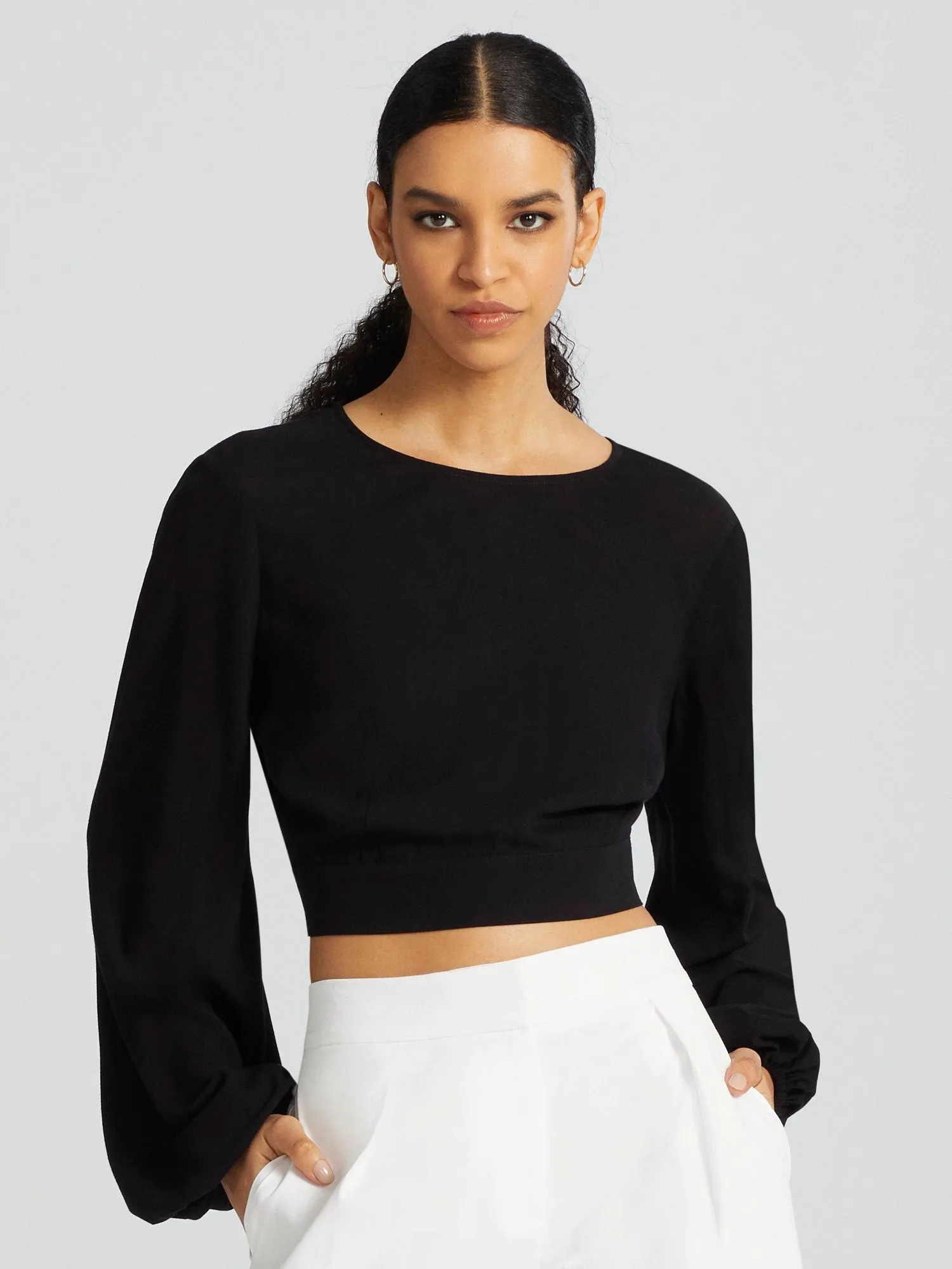 Carrington Gauze Balloon-Sleeve Top