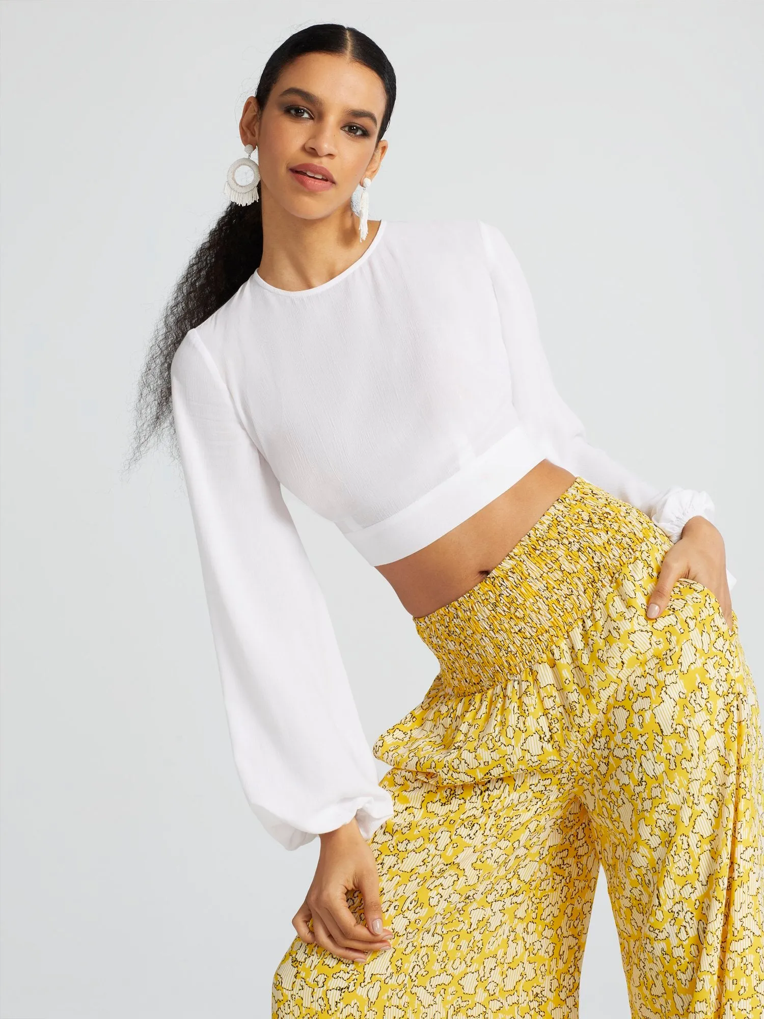 Carrington Gauze Balloon-Sleeve Top