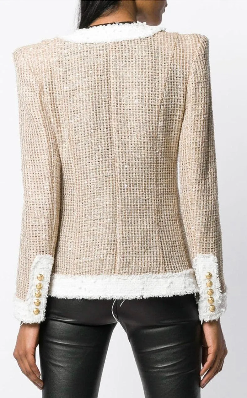 Contrast Trimmed Tweed Jacket
