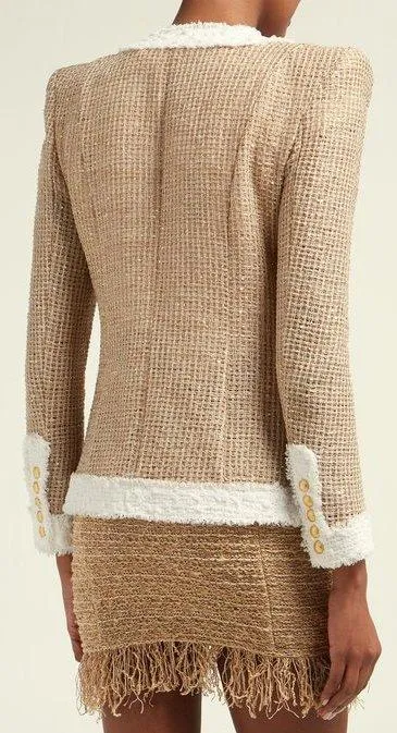 Contrast Trimmed Tweed Jacket