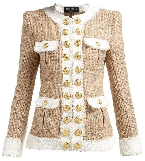 Contrast Trimmed Tweed Jacket