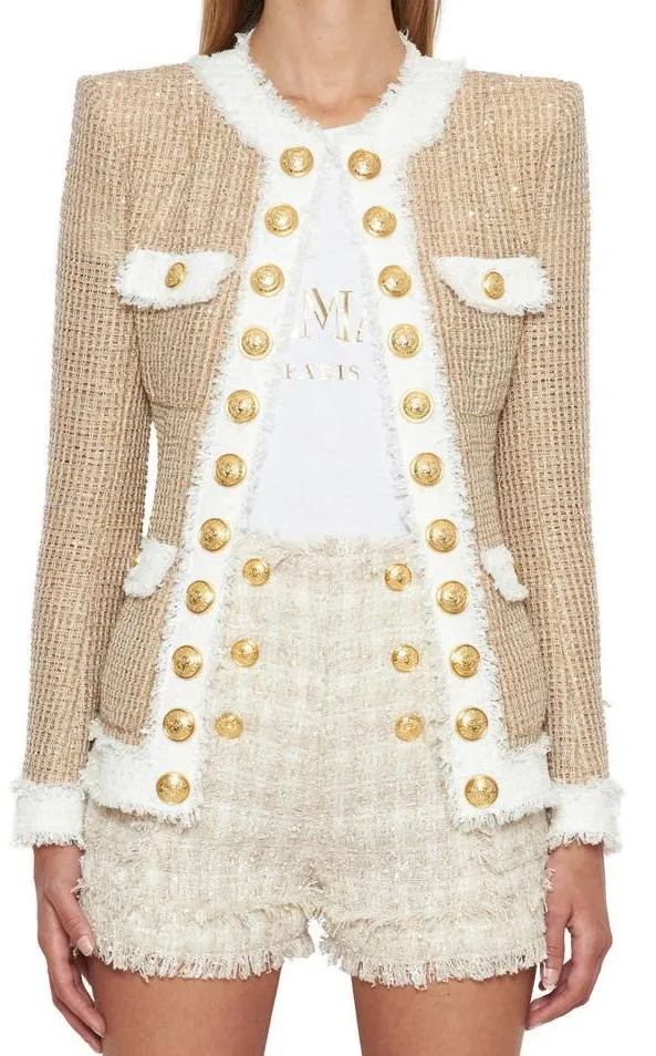 Contrast Trimmed Tweed Jacket