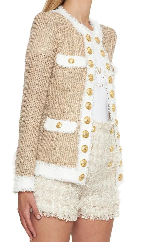 Contrast Trimmed Tweed Jacket