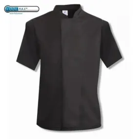 Coolmax Chefs Jacket Short Sleeve Black - White