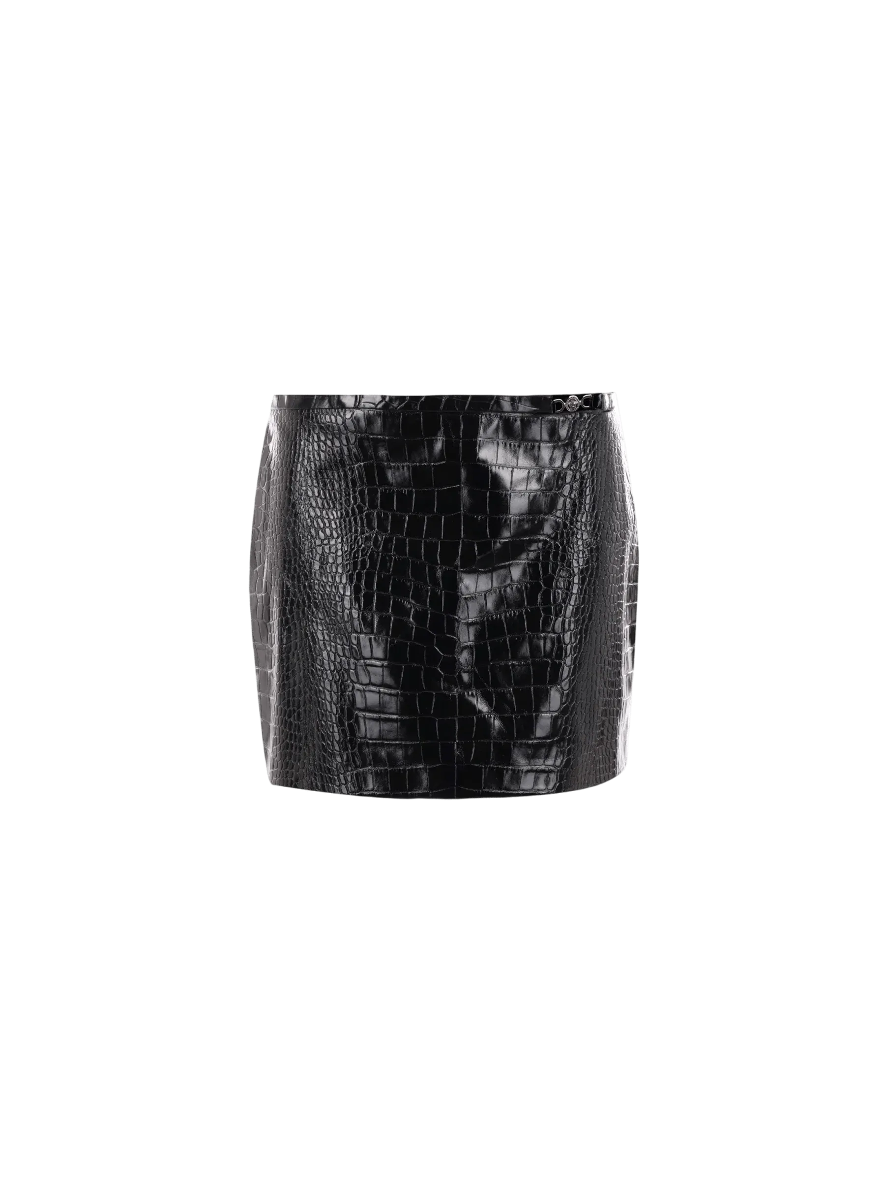 Crocodile-Effect Leather Skirt