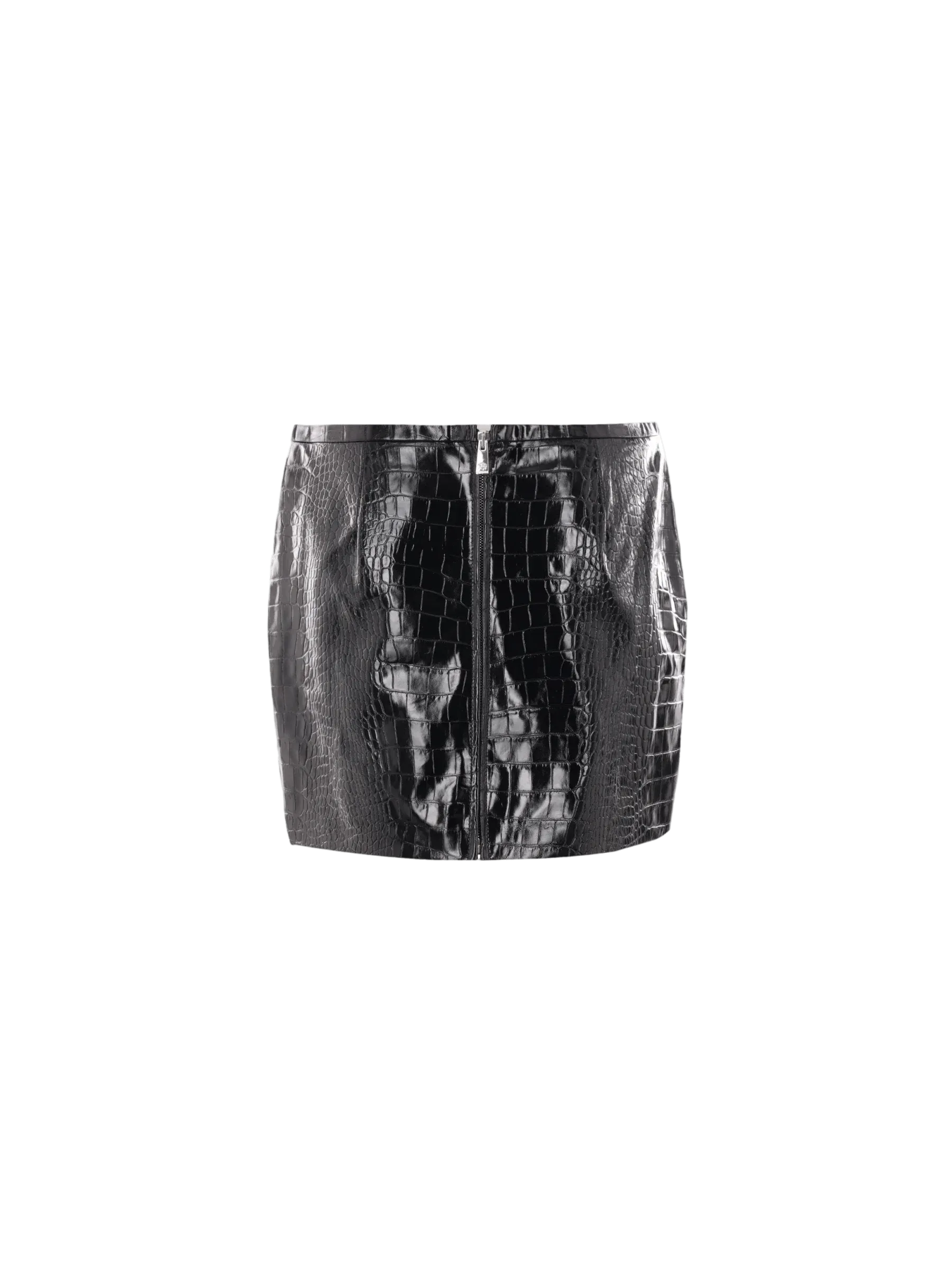 Crocodile-Effect Leather Skirt