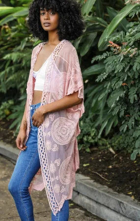 Crotchet Border Mandala Lace Kimono