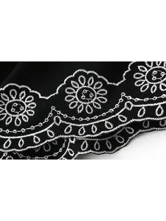Custom Round Neck Lace Short Sleeve Black Fashion Tee