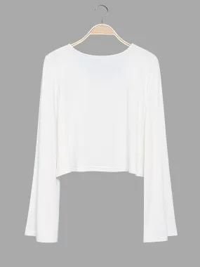 Custom Round Neck Sheer Long Sleeve White Top