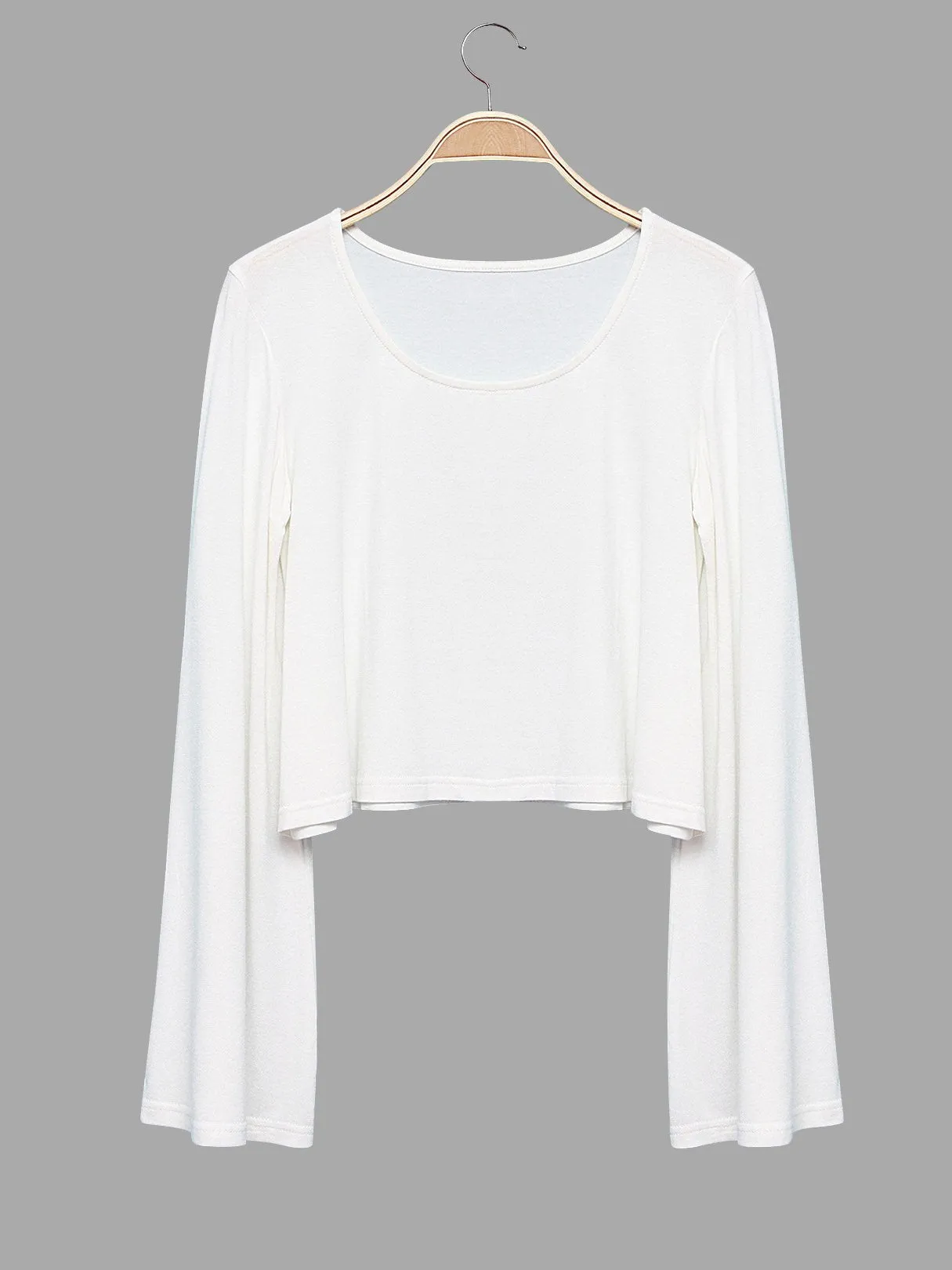 Custom Round Neck Sheer Long Sleeve White Top