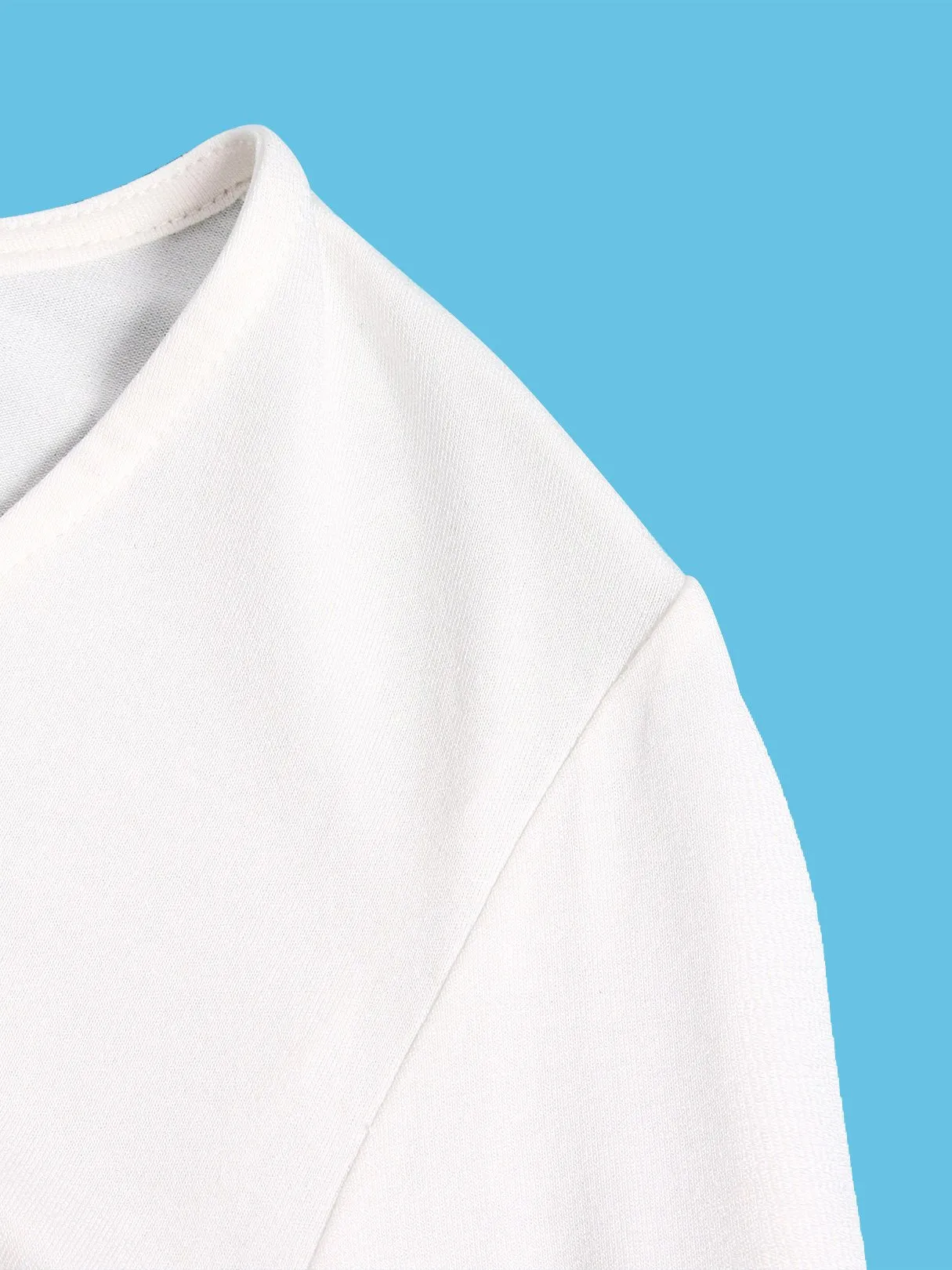 Custom Round Neck Sheer Long Sleeve White Top