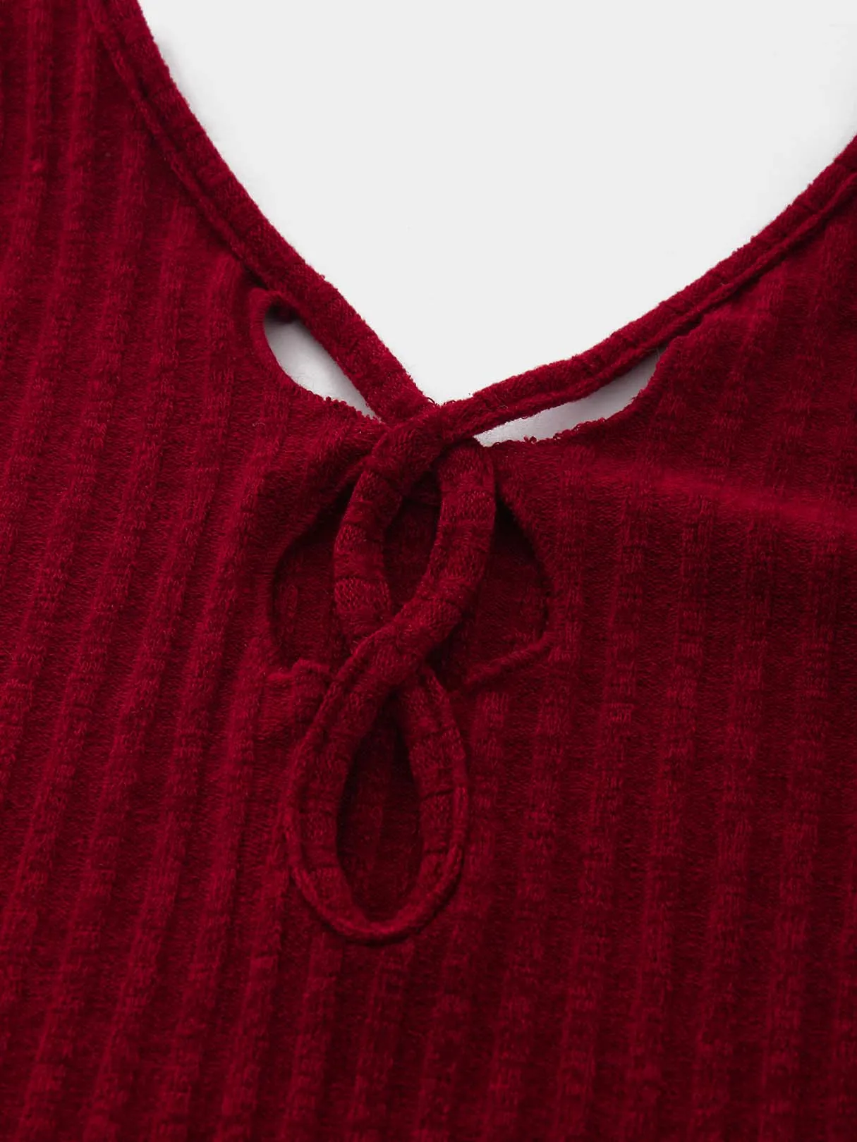Custom V-Neck Pullover Hollow Long Sleeve Red T-Shirts