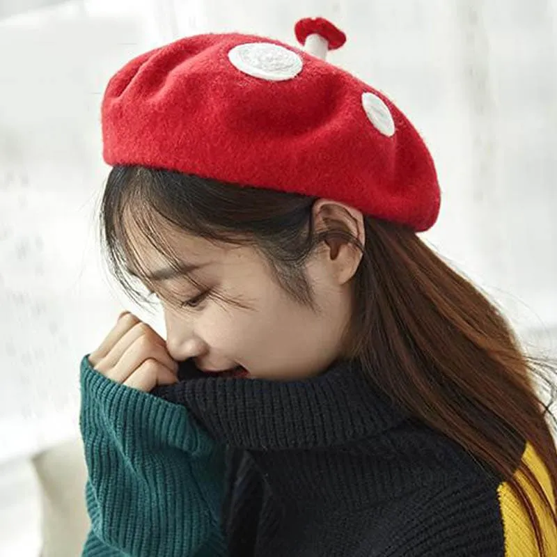 Cute Mushroom Wool Beret