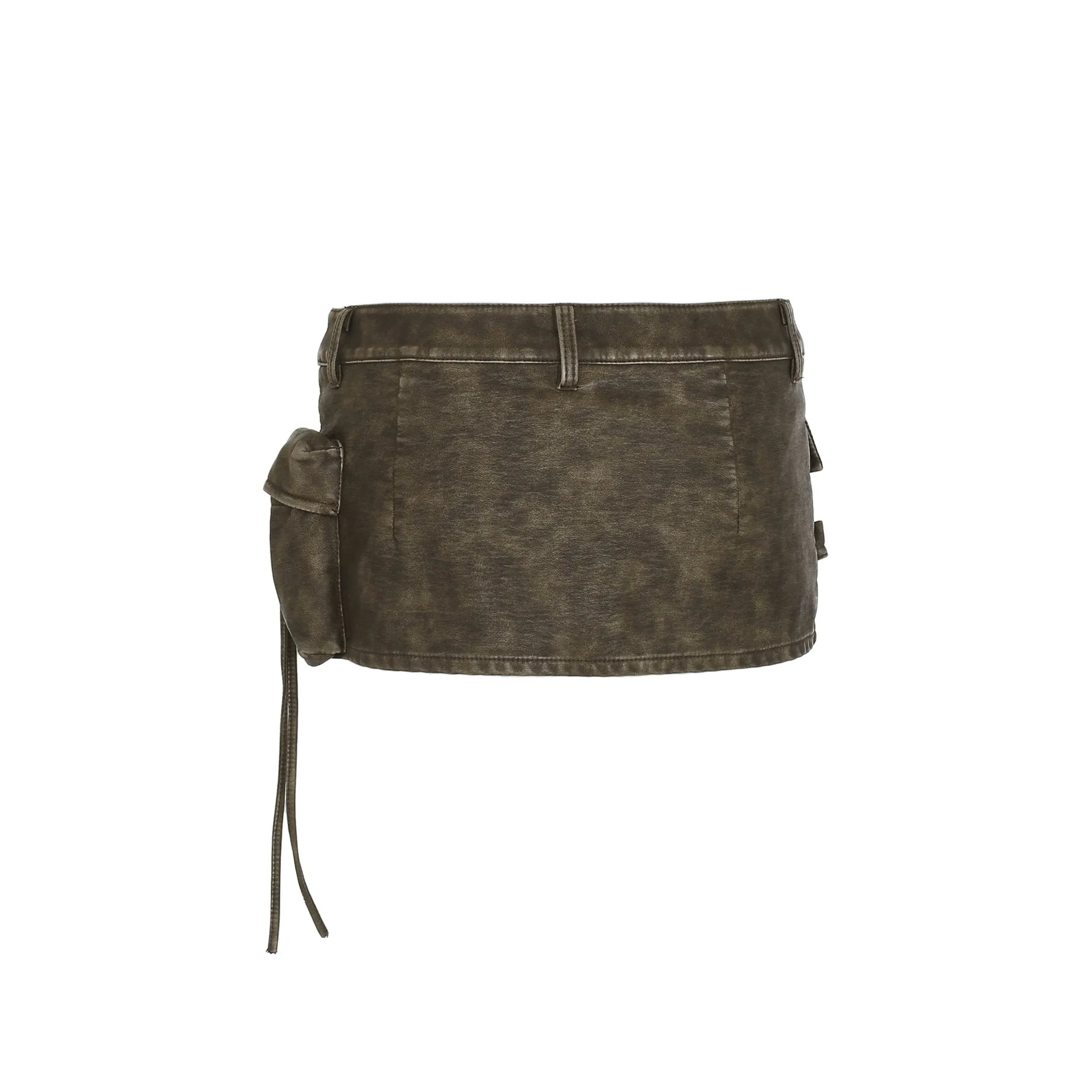 Dark Brown Retro Leather Mini Skirt
