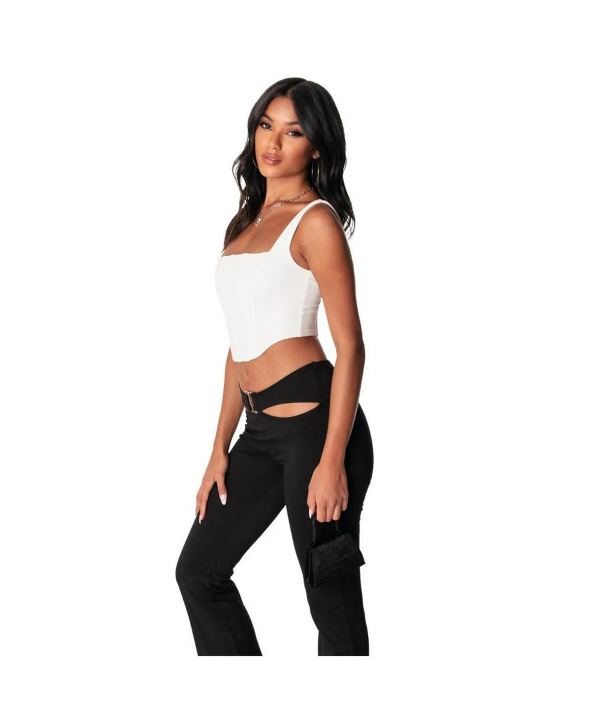 Edikted Women's Square Neck Boned Corset Top, White