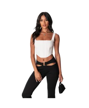 Edikted Women's Square Neck Boned Corset Top, White