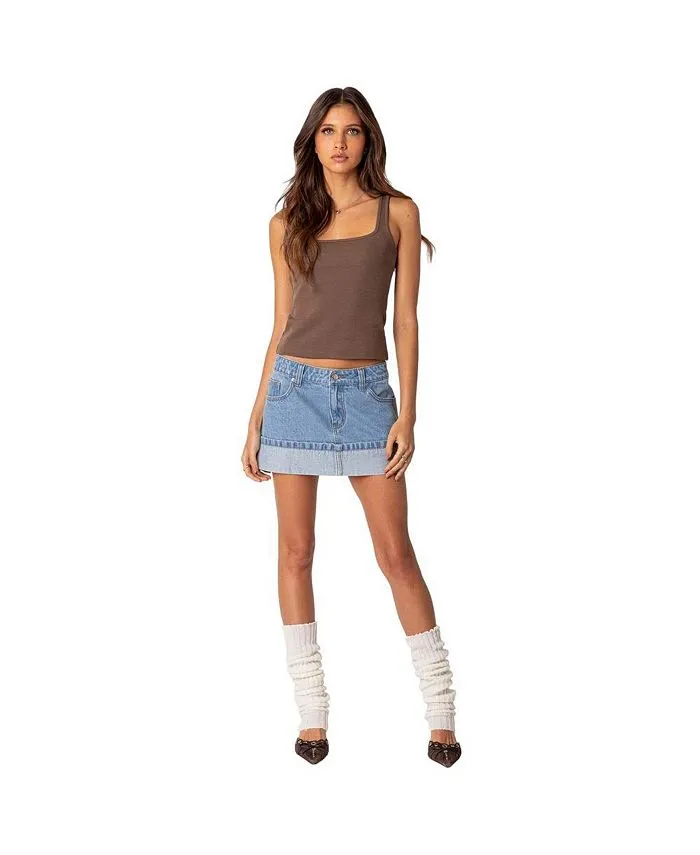 Edikted Women's Square Neck Tank, Brown