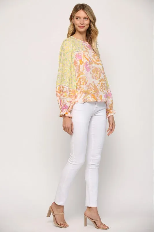 Elissa Mixed Print Top