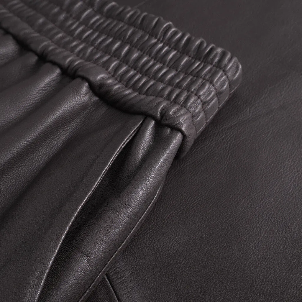 Everlyn leather skirt with elastic in waist / 50648 - Chocolate