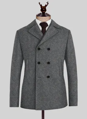 Harris Tweed Gray Speckled Pea Coat