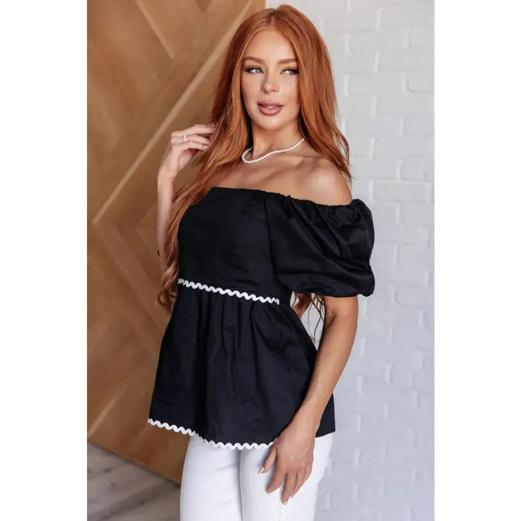 Her Favorite Records Balloon Sleeve Blouse in Black