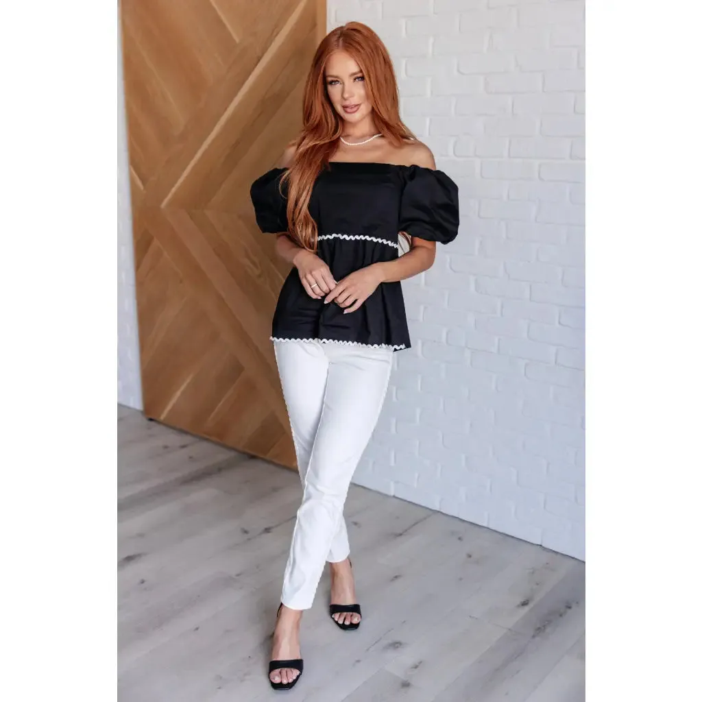 Her Favorite Records Balloon Sleeve Blouse in Black