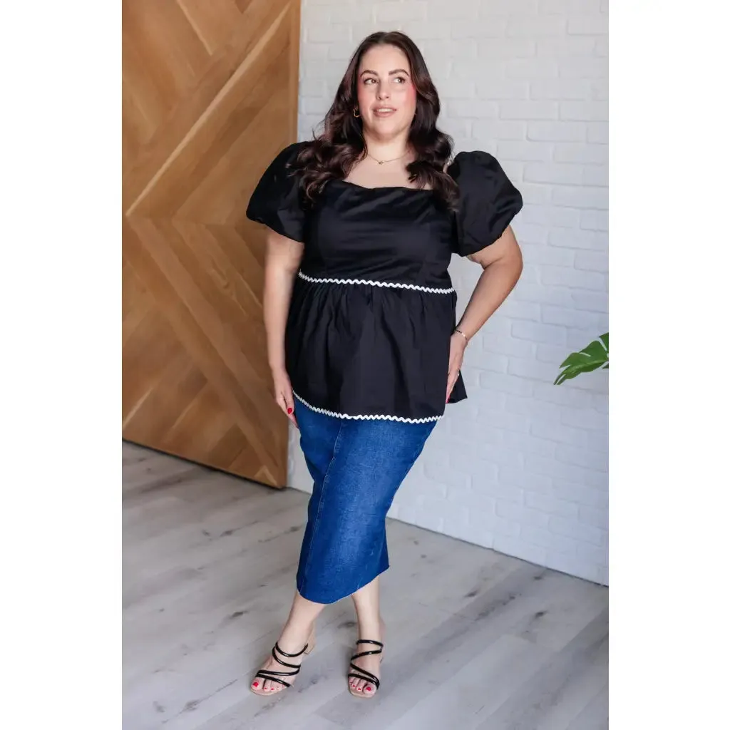 Her Favorite Records Balloon Sleeve Blouse in Black