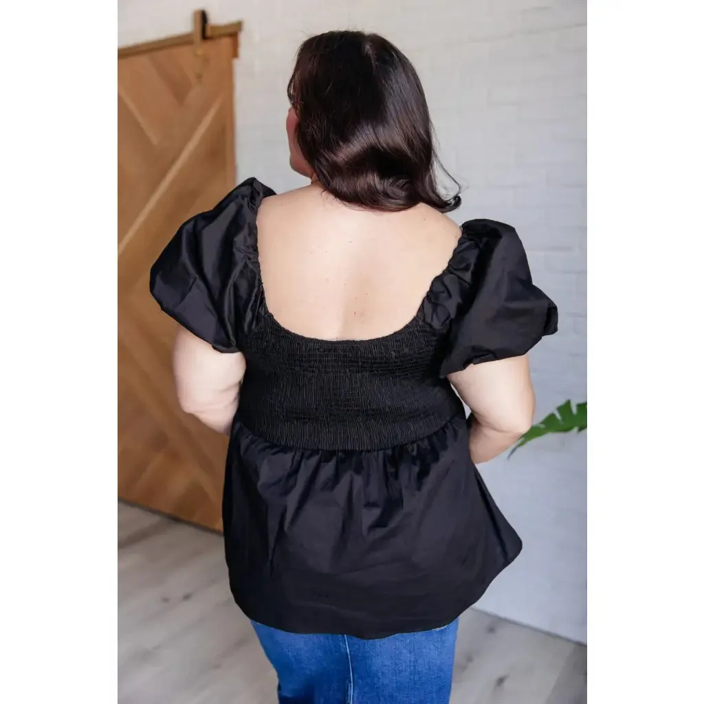 Her Favorite Records Balloon Sleeve Blouse in Black