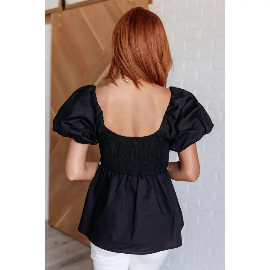 Her Favorite Records Balloon Sleeve Blouse in Black