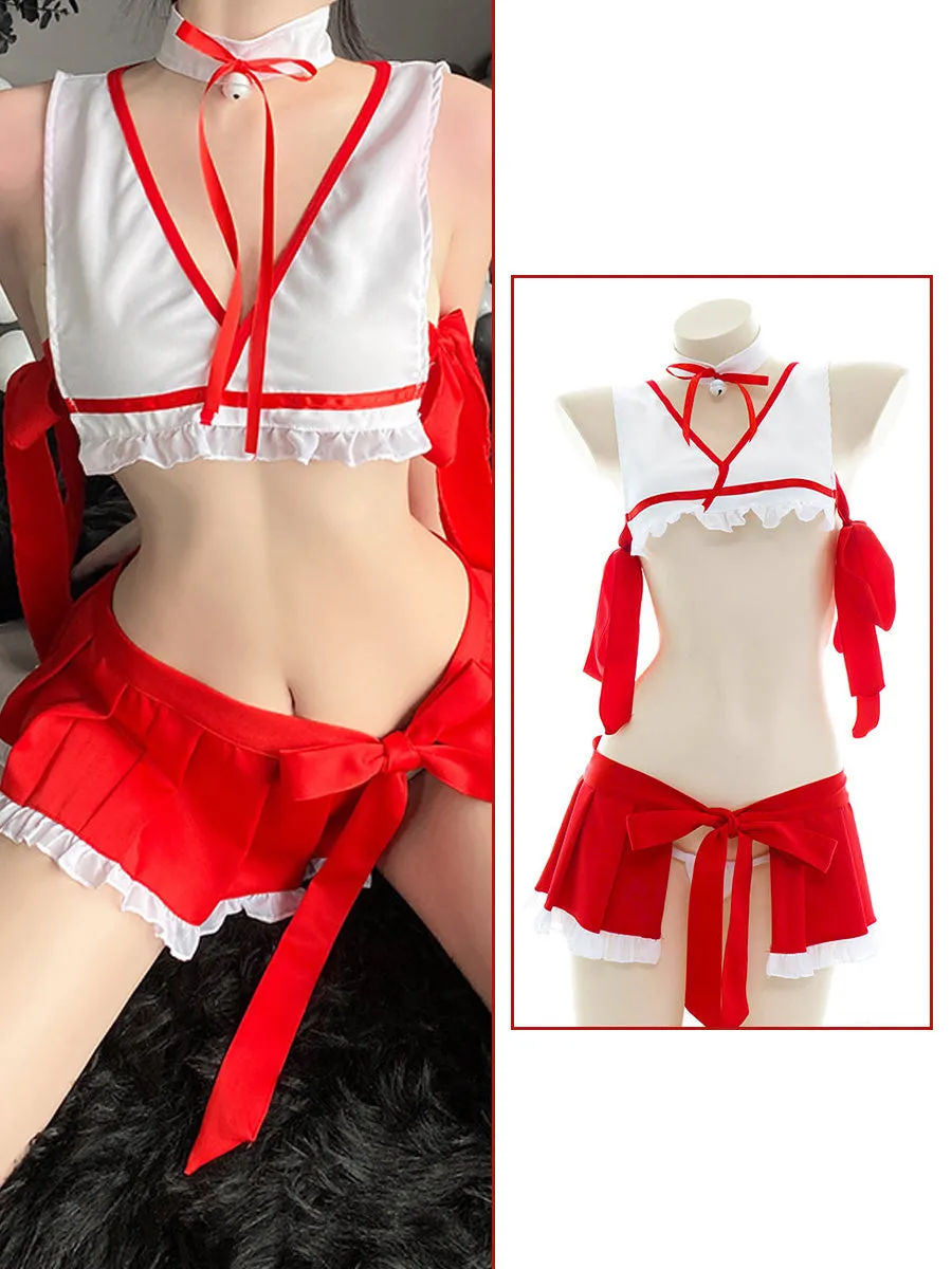 Japanese Miko Cosplay Skirt Set
